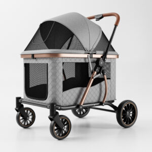 Steadavo Atlas large dog mobility system with gray cabin and outdoor wheels