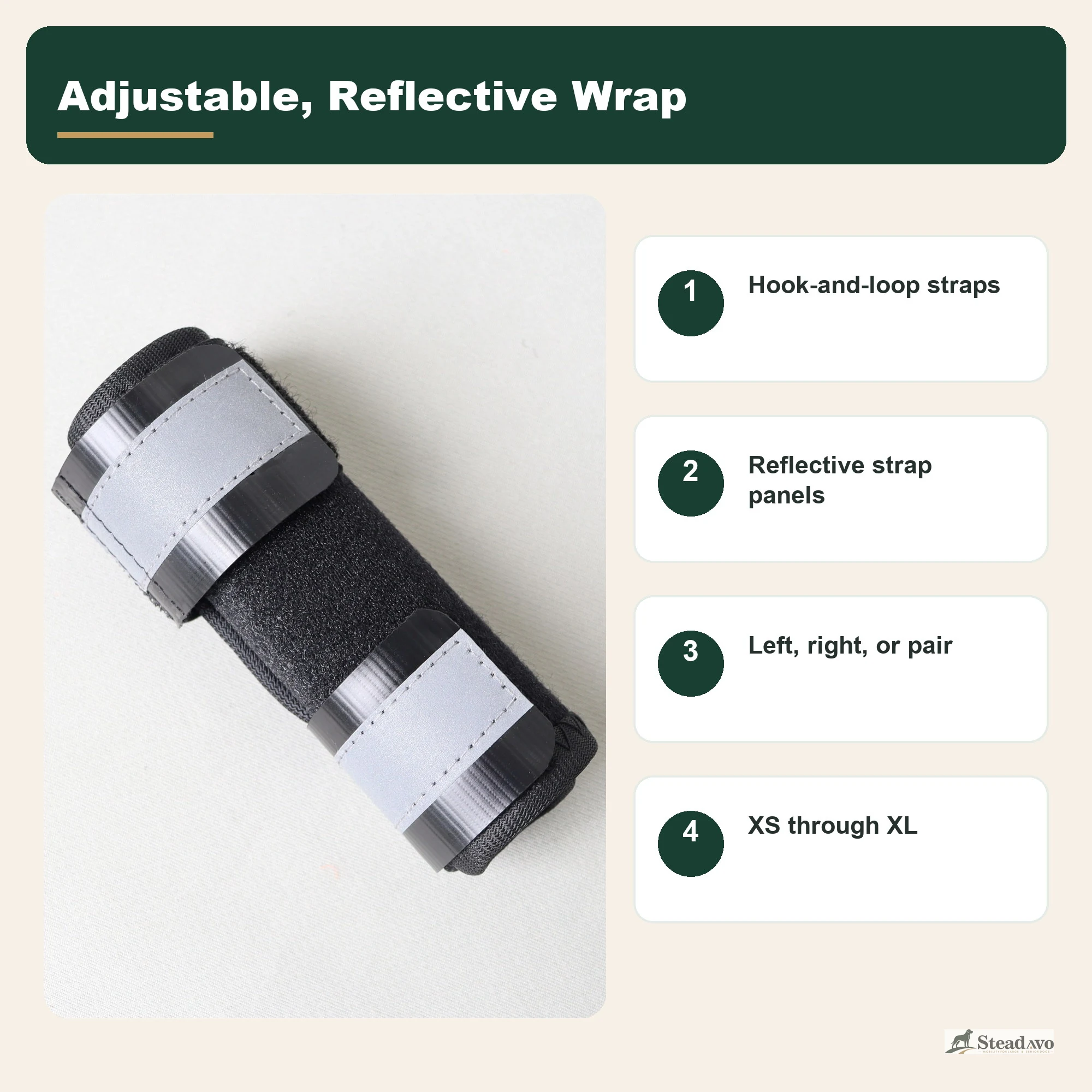 Reflective strap and hook-and-loop structure overview