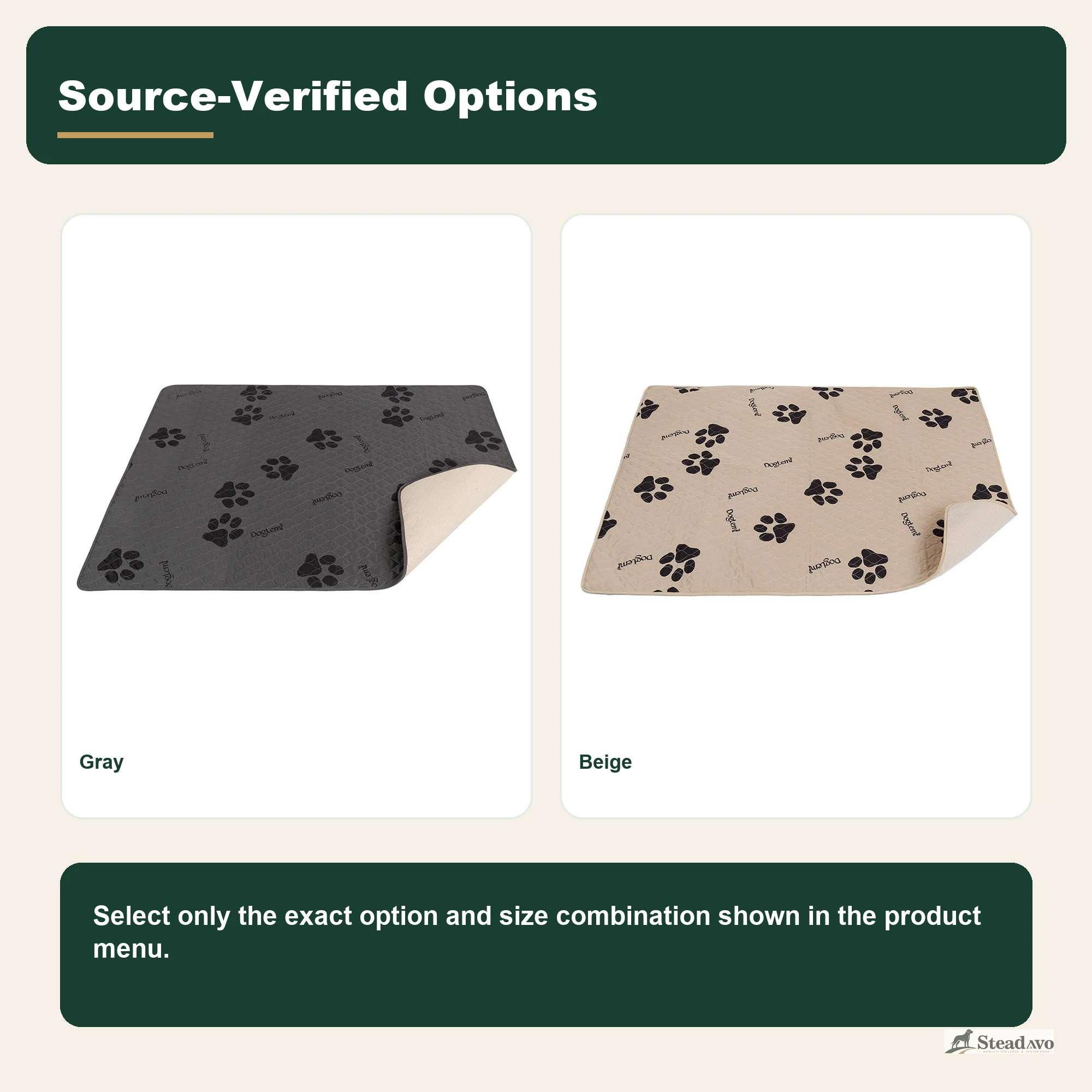 Gray and Beige washable dog training pad options