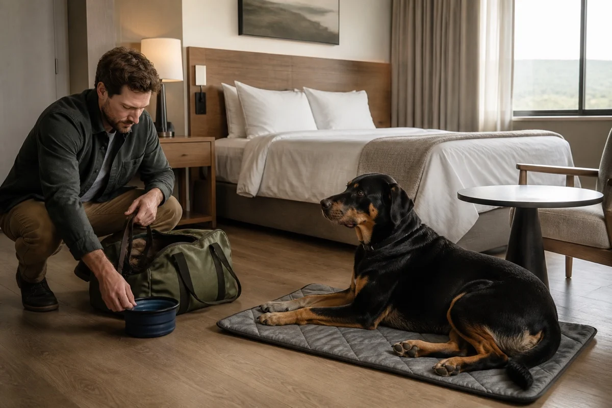 How to Set Up a Hotel Room for a Large Dog