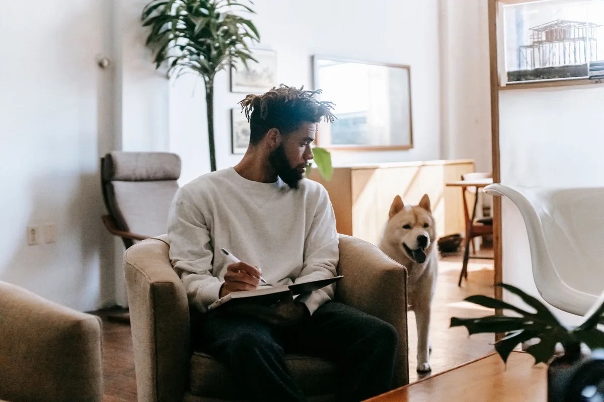 owner and dog using a careful multi-dog household rest zones process